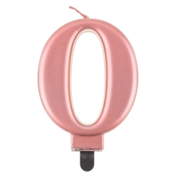 Świeczka ozdoby na tort świeczki urodzinowe cyfra 0 ROSE GOLD